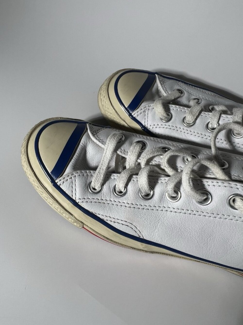 Converse Chuck Taylor All Star Leather White Blue Women’s 7 Men’s 5 - Picture 7 of 13